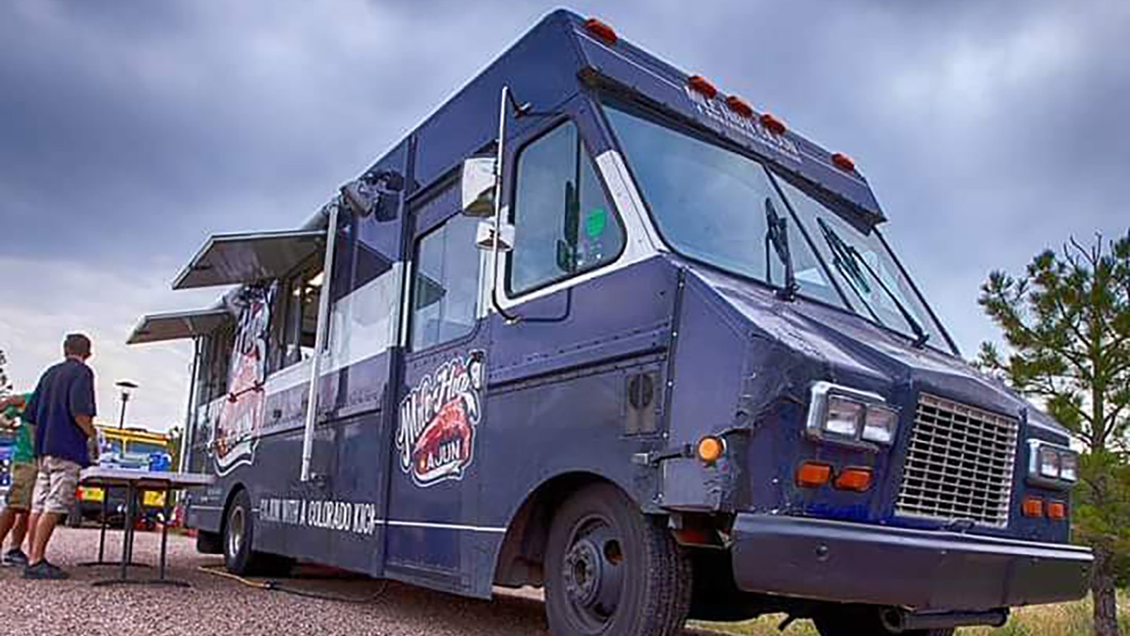 Mile High Cajun food truck located on Highway 89 in Alpine, Wyoming.