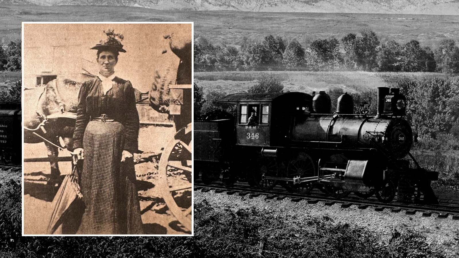 Calamity Jane in Billings, Montana, before she boarded a train for Deadwood, South Dakota in the spring of 1903. When she got aboard, she didn’t have a ticket and conductor Dick Nelson explained he was going to have to let her off in Sheridan, Wyoming. Instead sympathetic fans paid her fare and everyone made sure she made it safely to her destination.