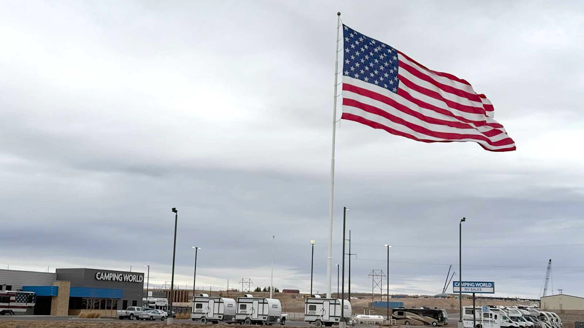 Flags Over Camping World In Cheyenne Cost $130,000 Each & Withstand 100 ...