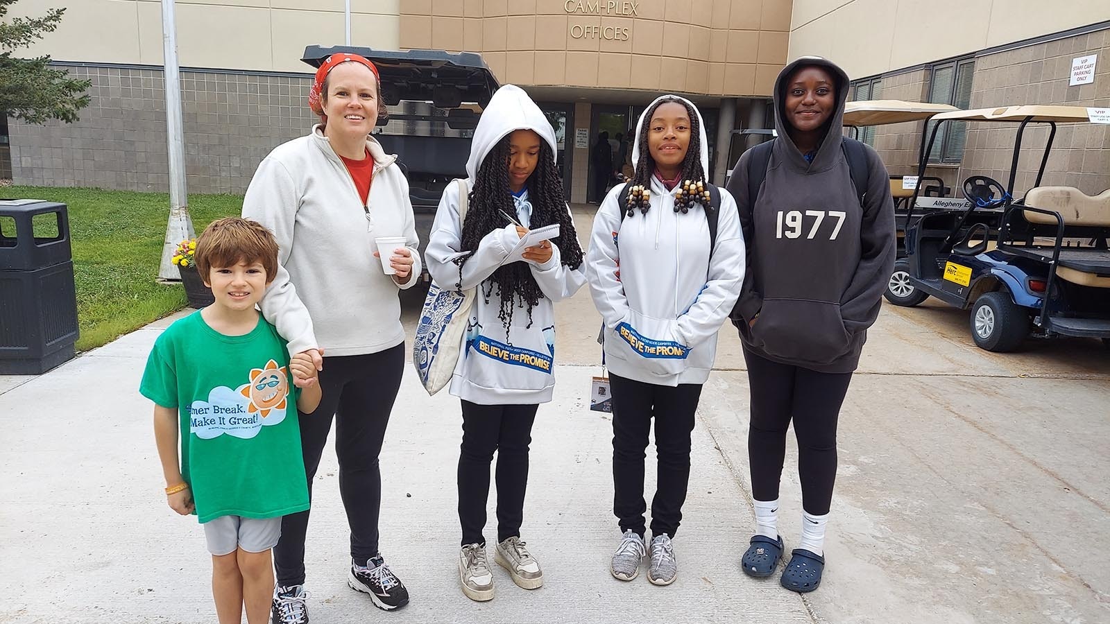 Stacy and Aaron Shipowick, from left, Maegan Whitlock, Jordyn Gardner and Monica Ngoye came from Maryland for the Camporee.