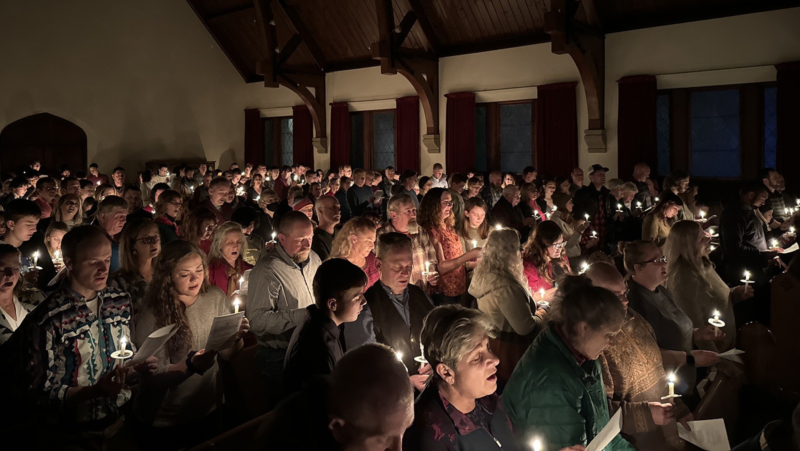 The annual candlelight service at Mammoth Hot Springs Chapel on Christmas Eve.