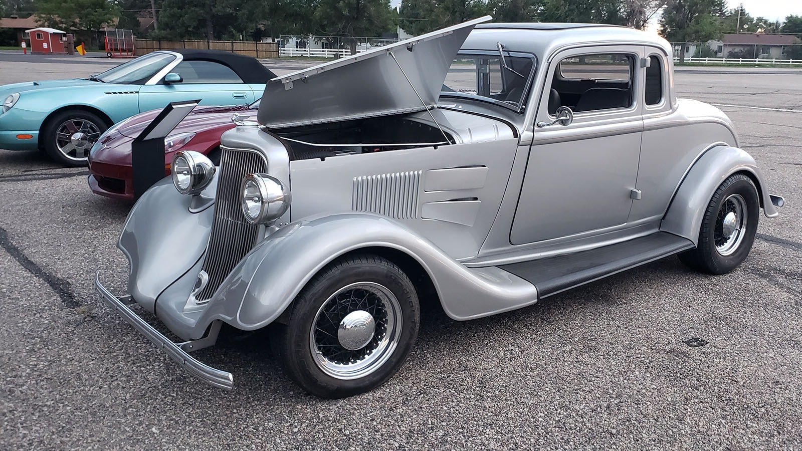 A 1934 Plymouth coupe on display at Cars Guitars and Cigars.
