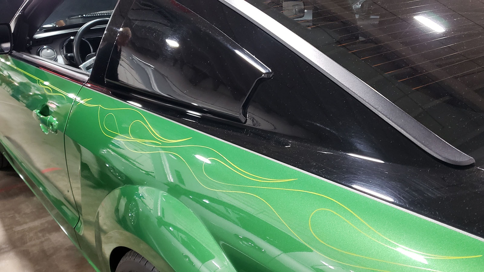 Brenda Treuthardt added old-time pin striping to the car she calls Sins of Envy.