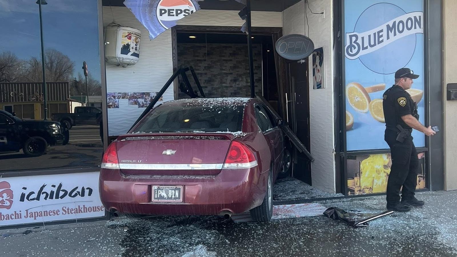 A Chevy Impala ended up inside the Ichiban Japanese Steakhouse after the driver hit the gas instead of the brakes. Owner Jerry Zhang said repairs to the Riverton Japanese steakhouse will take a lot of time and money.