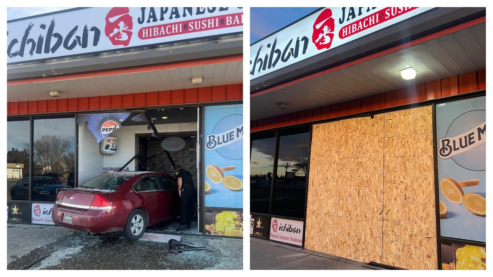 A Chevy Impala ended up inside the Ichiban Japanese Steakhouse after the driver hit the gas instead of the brakes. Owner Jerry Zhang said repairs to the Riverton Japanese steakhouse will take a lot of time and money.