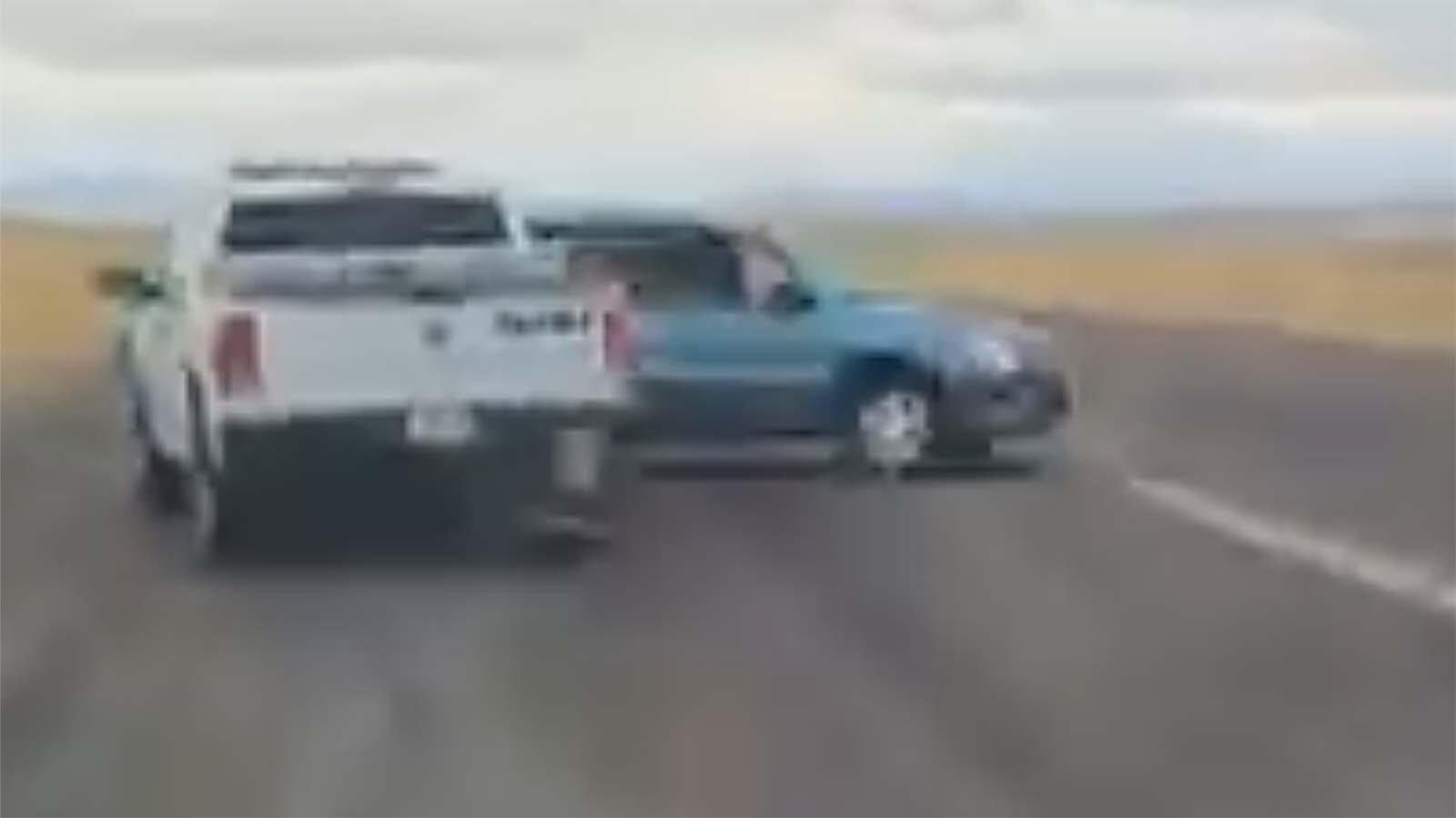 The Carbon County Sheriff’s Office train to immobilize cars during high-speed pursuits by pushing and spinning a decommissioned jail transport van across the runway at Rawlins Municipal Airport.