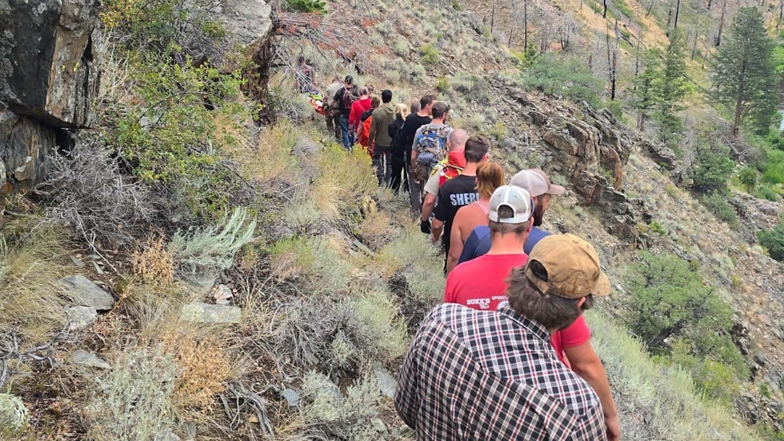 A helicopter was called in to help rescue an injured hiker who was stranded in the rugged Platte River Wilderness in southcentral Wyoming on Saturday afternoon.