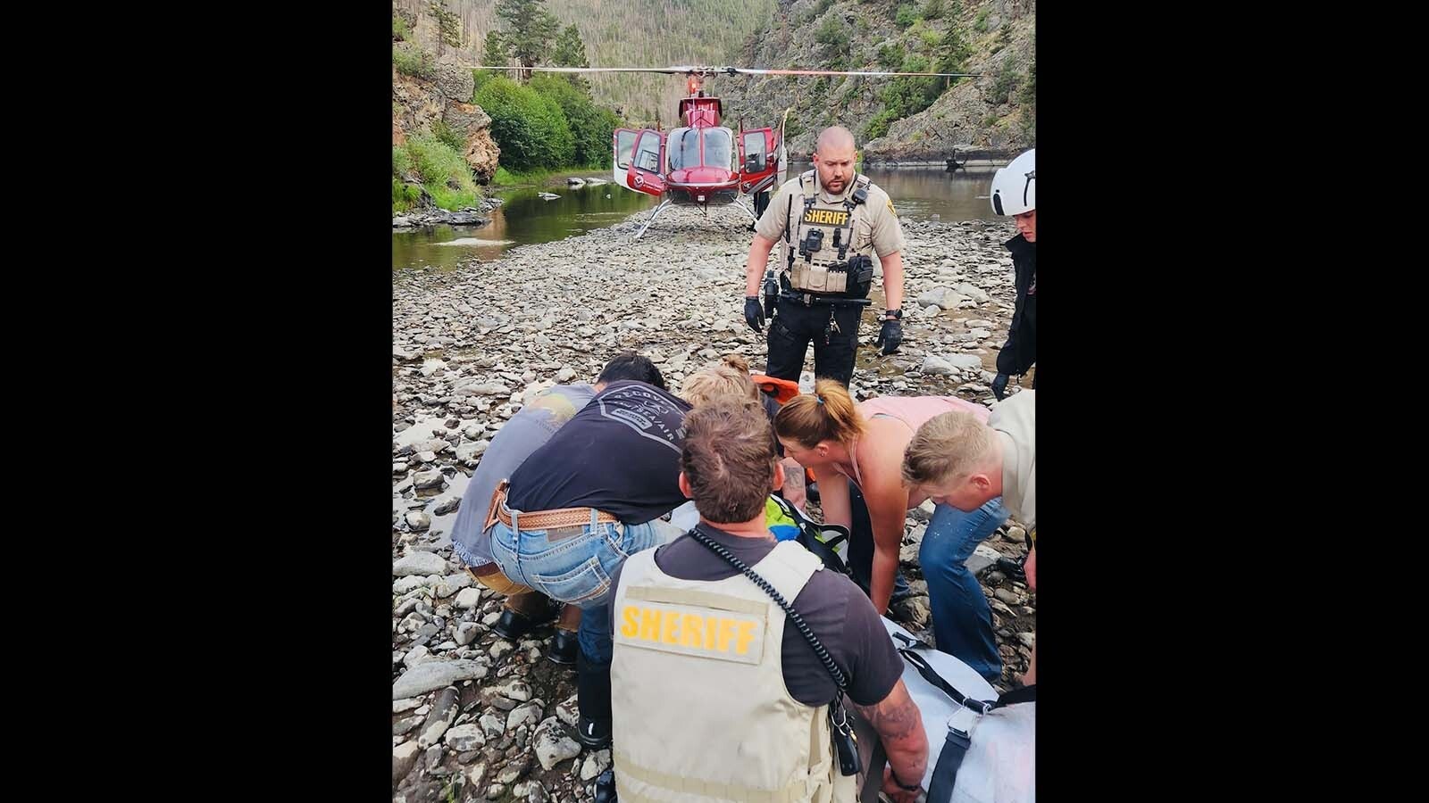 A helicopter was called in to help rescue an injured hiker who was stranded in the rugged Platte River Wilderness in southcentral Wyoming on Saturday afternoon.