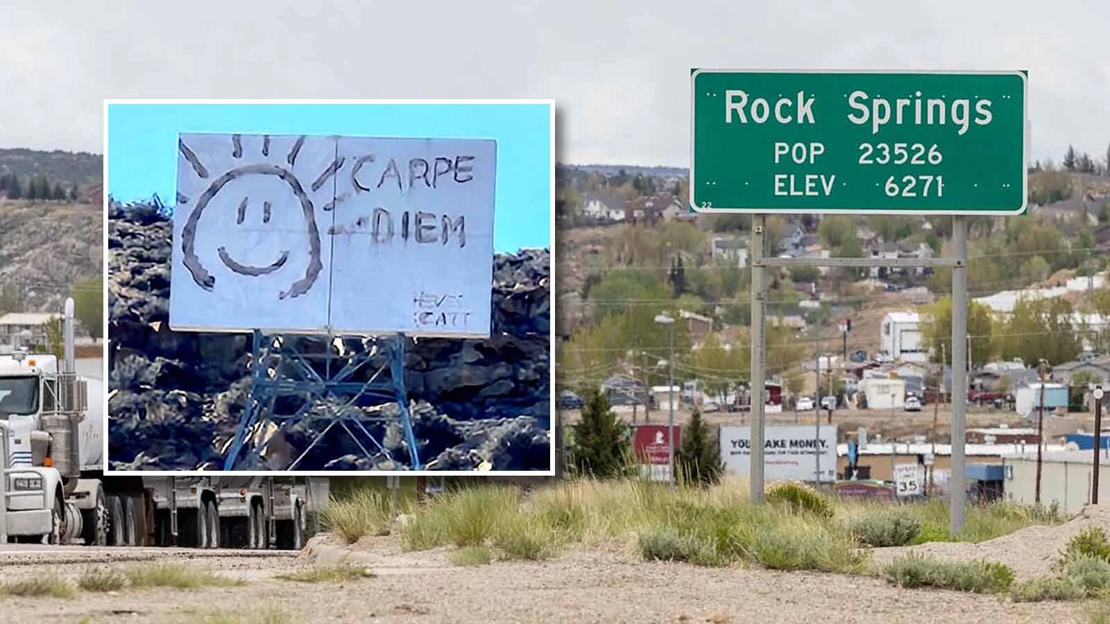 A Rock Springs man's curiosity about decades-old graffiti of "Carpe Diem" on a hillside sign revived memories of an 18-year-old who fell to her death nearby in 1979.