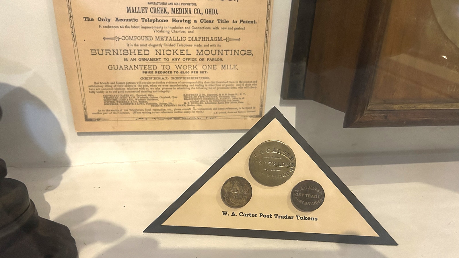 Coins minted by William Carter to make up for the fact that not enough U.S. currency available in the mid- to late 1800s in southwest Wyoming to establish a market.