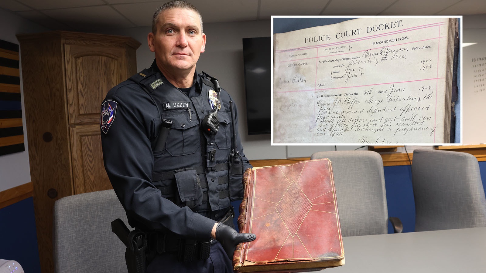 Casper Police Department Lt. Michael Ogden said the 1904 Police Court Docket Book will eventually be displayed in a public space in the department’s new building.