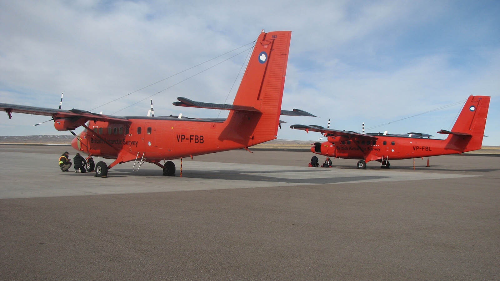 Planes from the British Antarctica Survey out of Canada stop in to get cleared to enter the country.