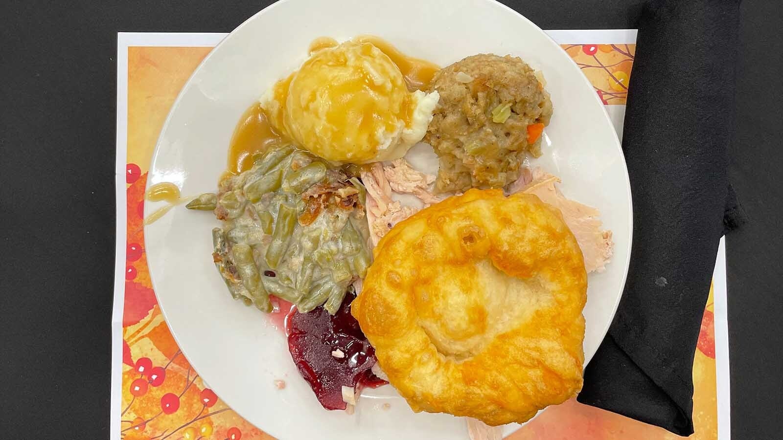The Thanksgiving dinner at the Wyoming Rescue Mission is all homemade, and eagerly devoured.