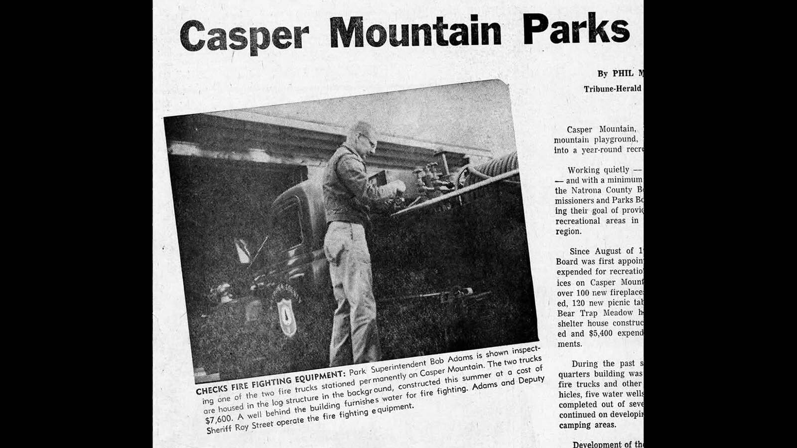 A Casper newspaper clipping of Casper Mountain’s all-important fire truck.