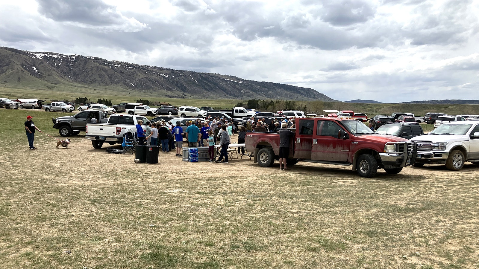 About  100 people gathered on a Sunday afternoon to walk through Section 36 of state land leased by Prism Logistics for potential gravel mining. The section is non-motorized as is called the School Section.