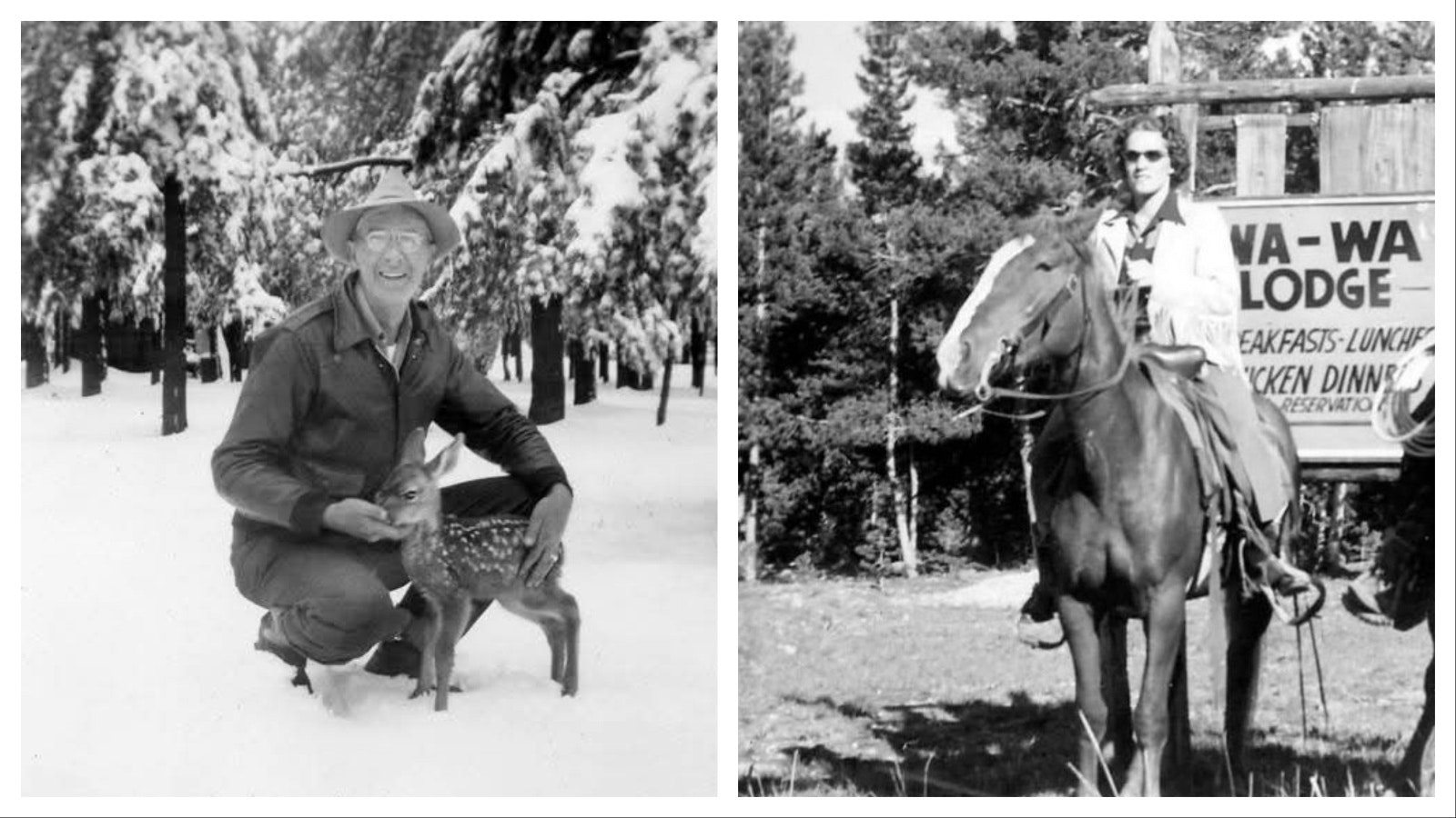 Julie York’s grandfather homesteaded on Casper Mountain in the 1930s. Right, her grandmother outside the Wa-Wa Lodge.