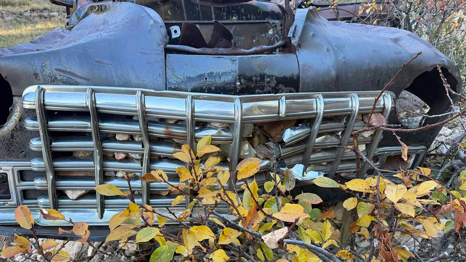A casting number still visible on the wreck’s engine corresponds to a Dodge 218-cubic-inch flathead-six cylinder head used beginning in the 1940s.