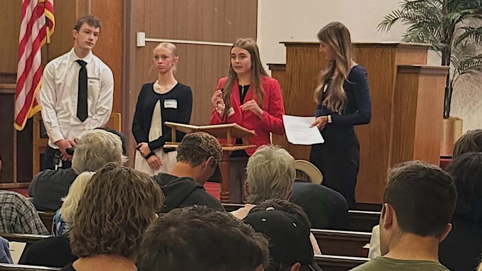 Casper TPUSA leaders, from left, include Henry Powell, Abigail Davis, Clarabelle Ramsey, and Mya Hager.