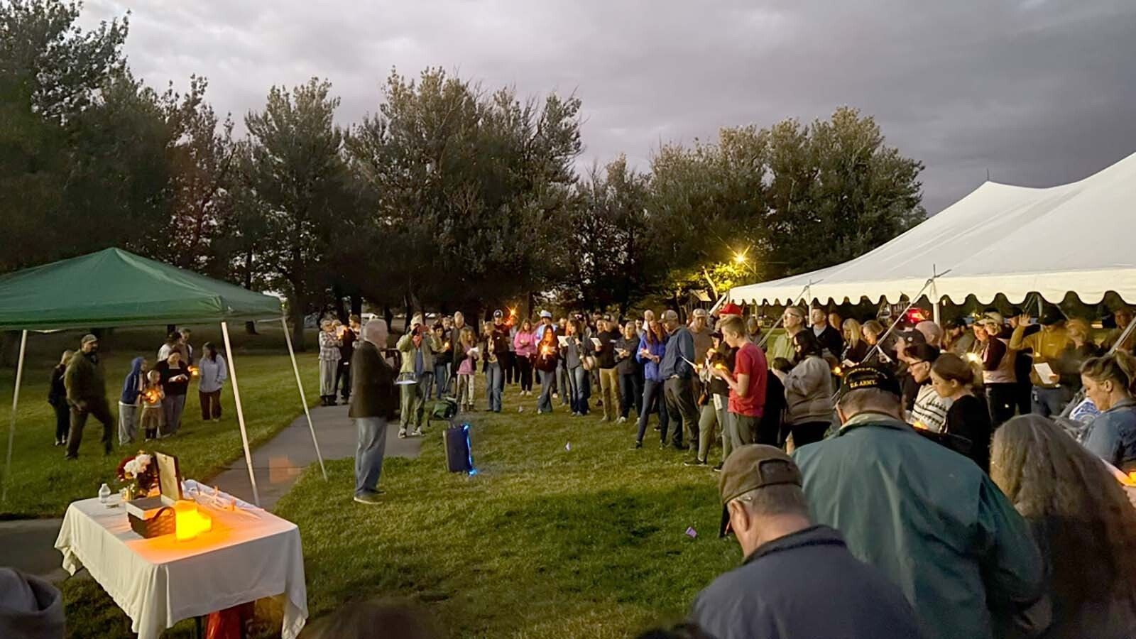 A large crowd came out to remember and honor the contributions of Charlie Kirk at a vigil in Casper on Wednesday organized by the new Casper College TPUSA chapter.
