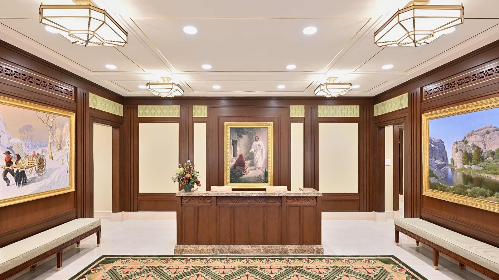 The Recommend Desk inside the Casper, Wyoming, LDS temple. People are getting a first look inside the new temple.