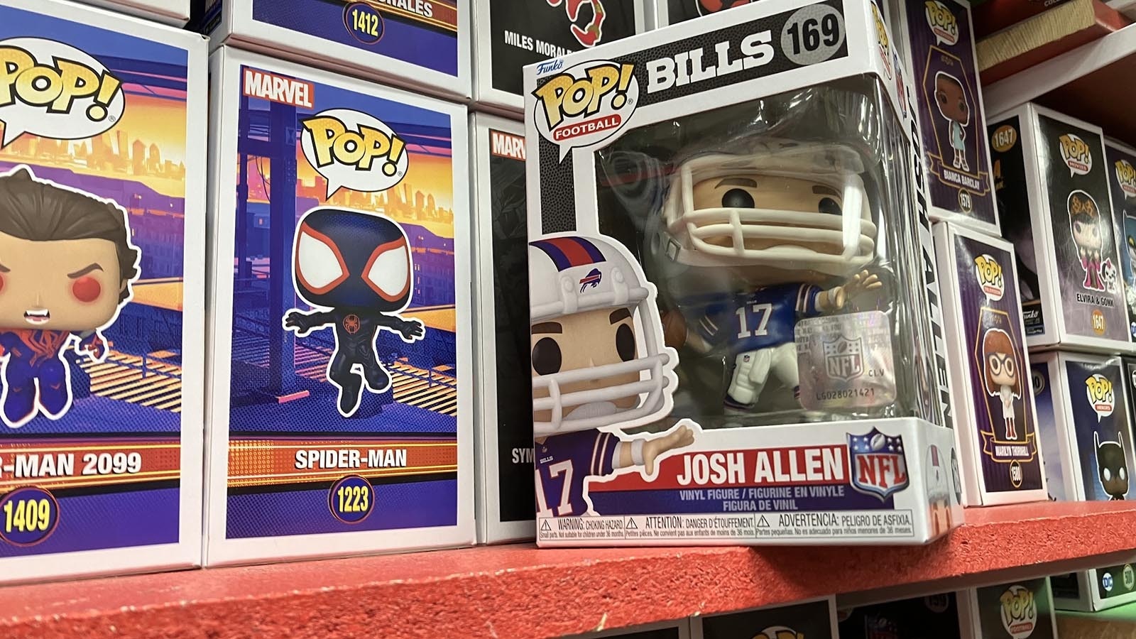 A collectible of Josh Allen, a former University of Wyoming star and now Buffalo Bills quarterback is popular with adults this year.