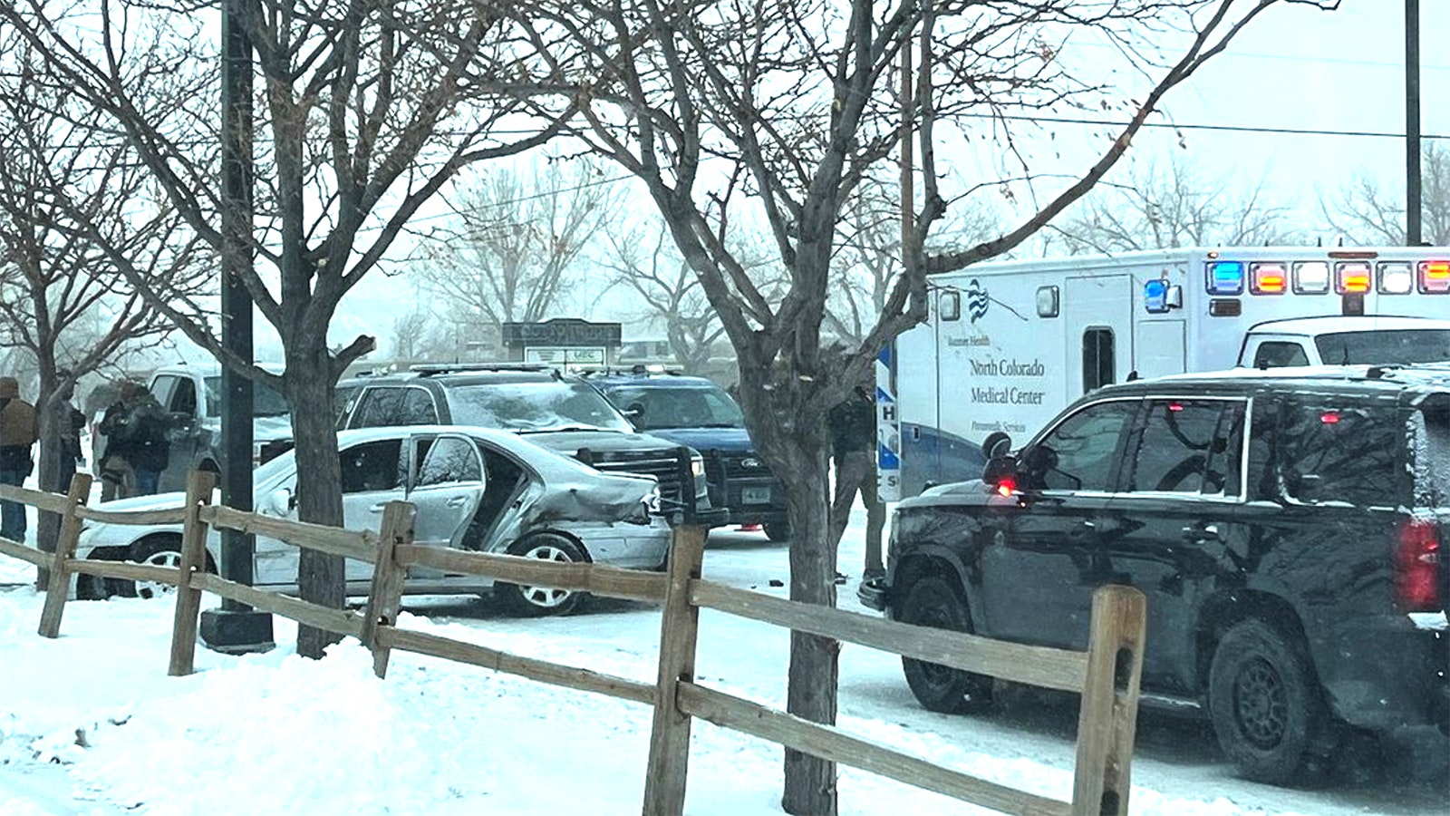 A car chase through Casper on Friday ended with the arrests of a local woman and a man wanted out off Colorado, but not before the car rammed two police vehicles.