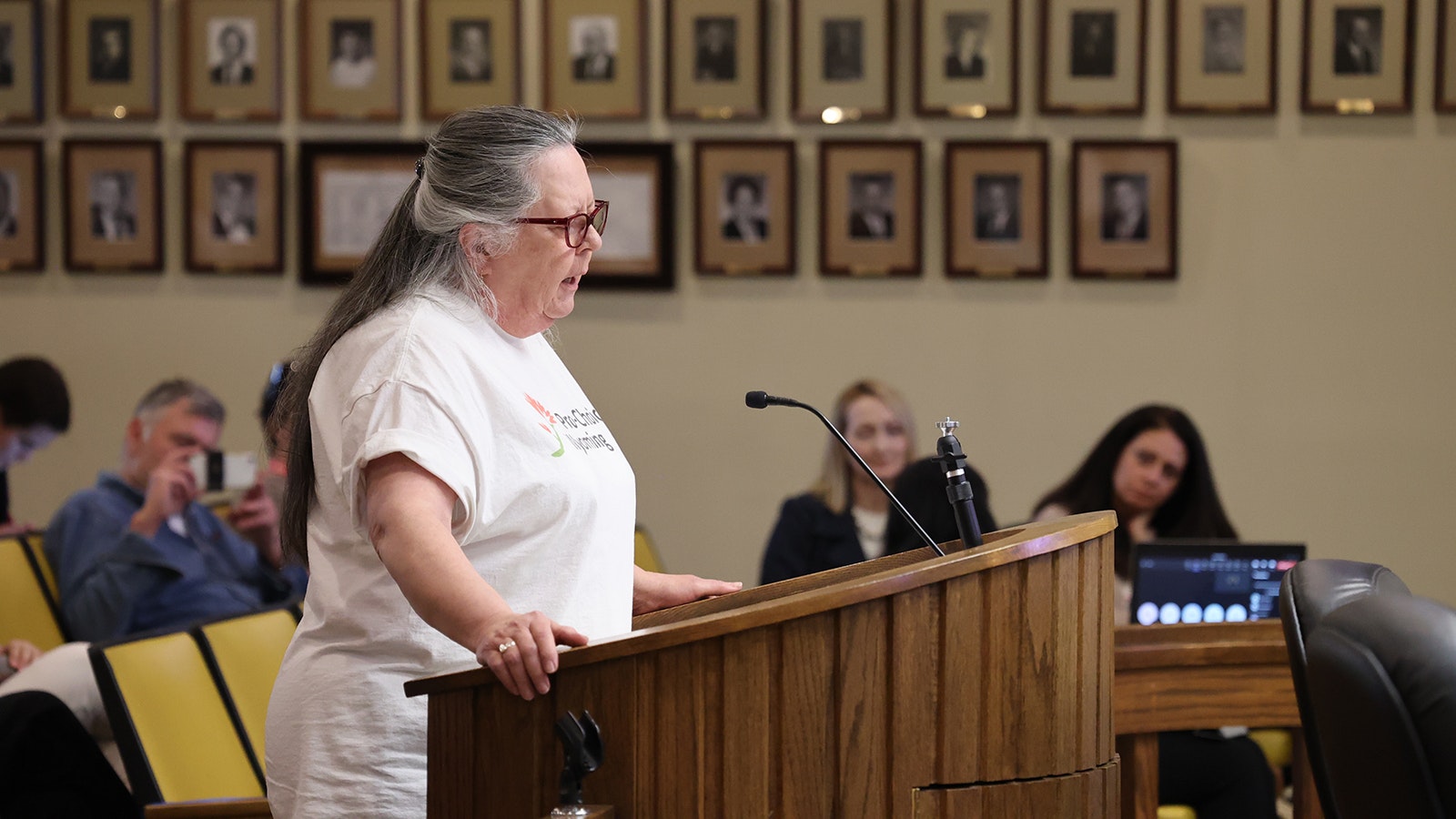 Jane Ifland of Casper talks to the Casper City Council on Tuesday, calling out Mayor Bruce Knell over a controversial social media post he made.