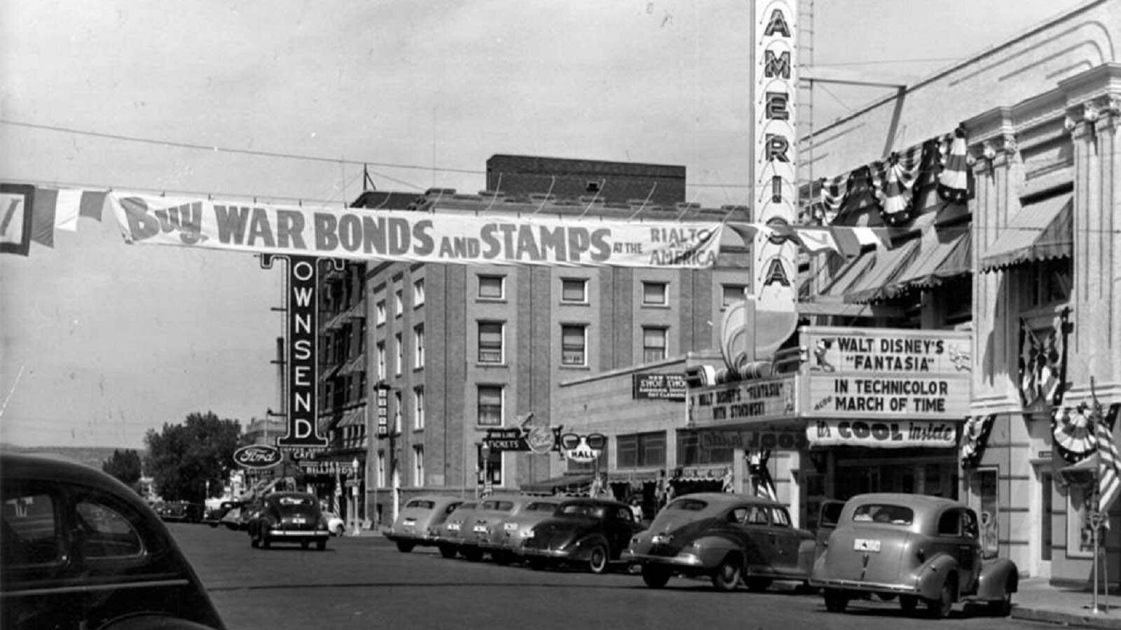 A view of downtown Casper during World War II, when the city was home to an air base that trained thousands of bomber crews.