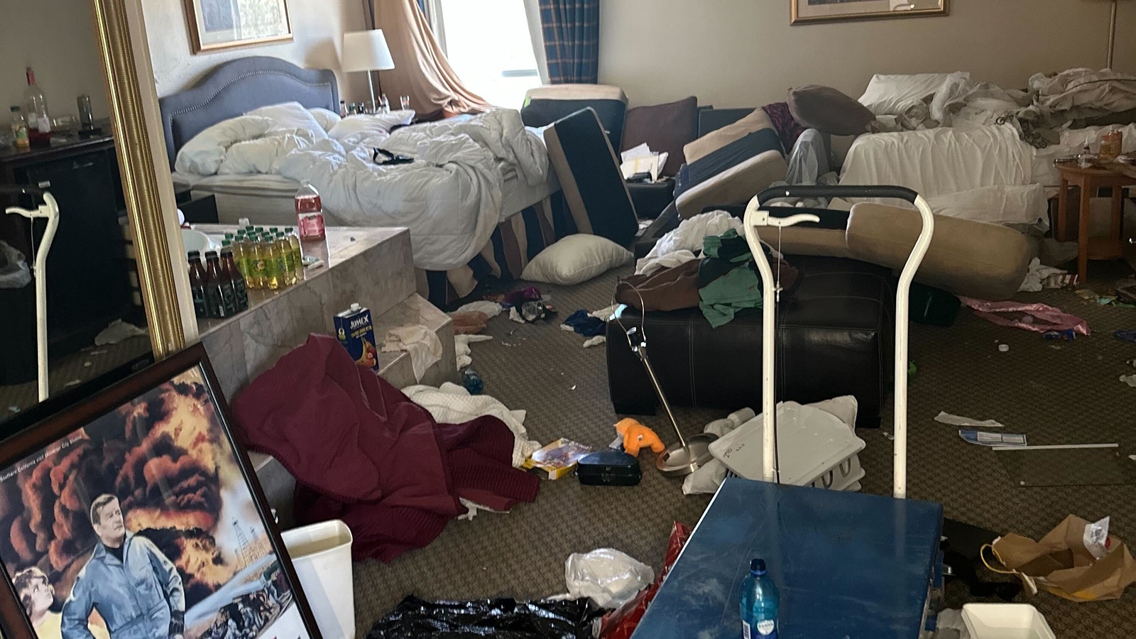 One of the trashed rooms at the Casper Econo Lodge motel, where homeless squatters stay.
