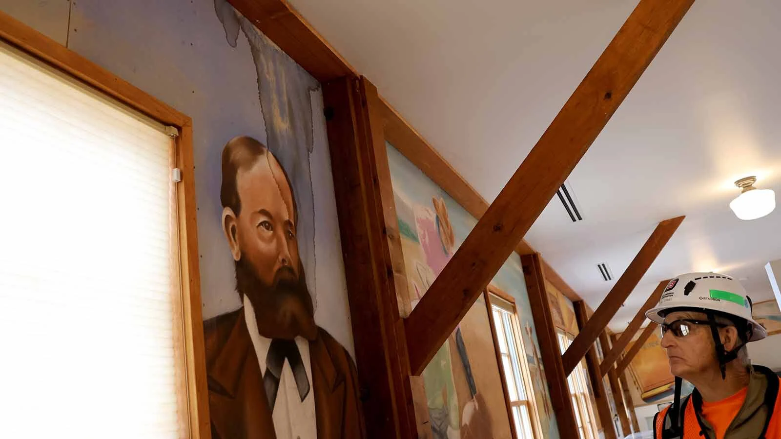 The damage to the mural of Wyoming’s first territorial governor spurred action by the Wyoming Veterans Memorial Museum’s director to renovate and save the murals.