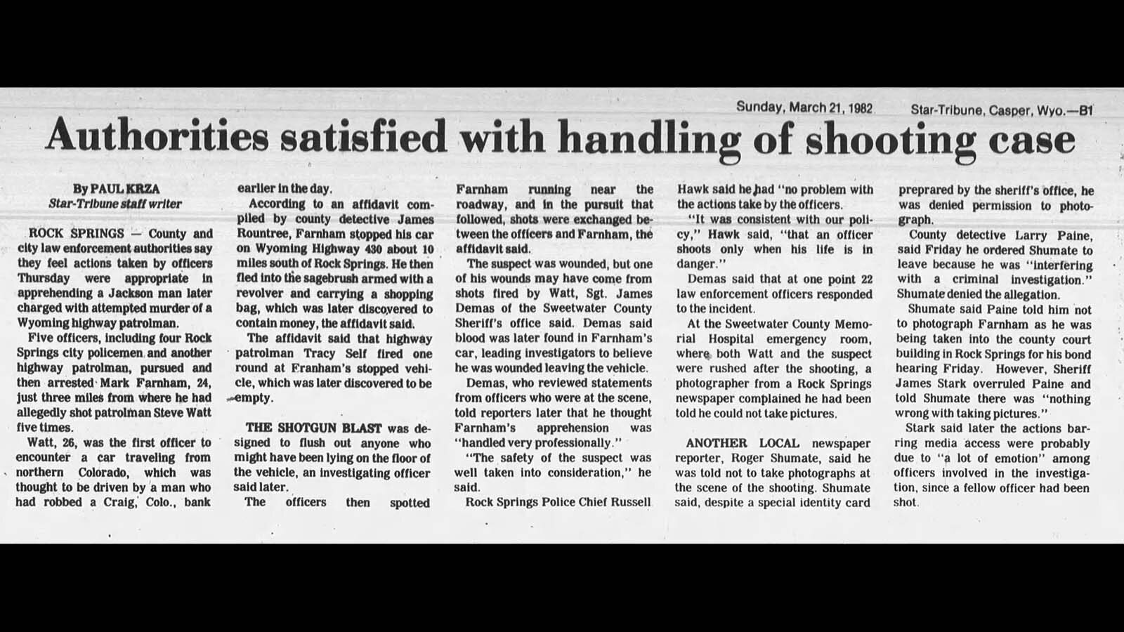 The story off Mark Corbett shooting a Wyoming Highway Patrolman made headlines more than 40 years ago.