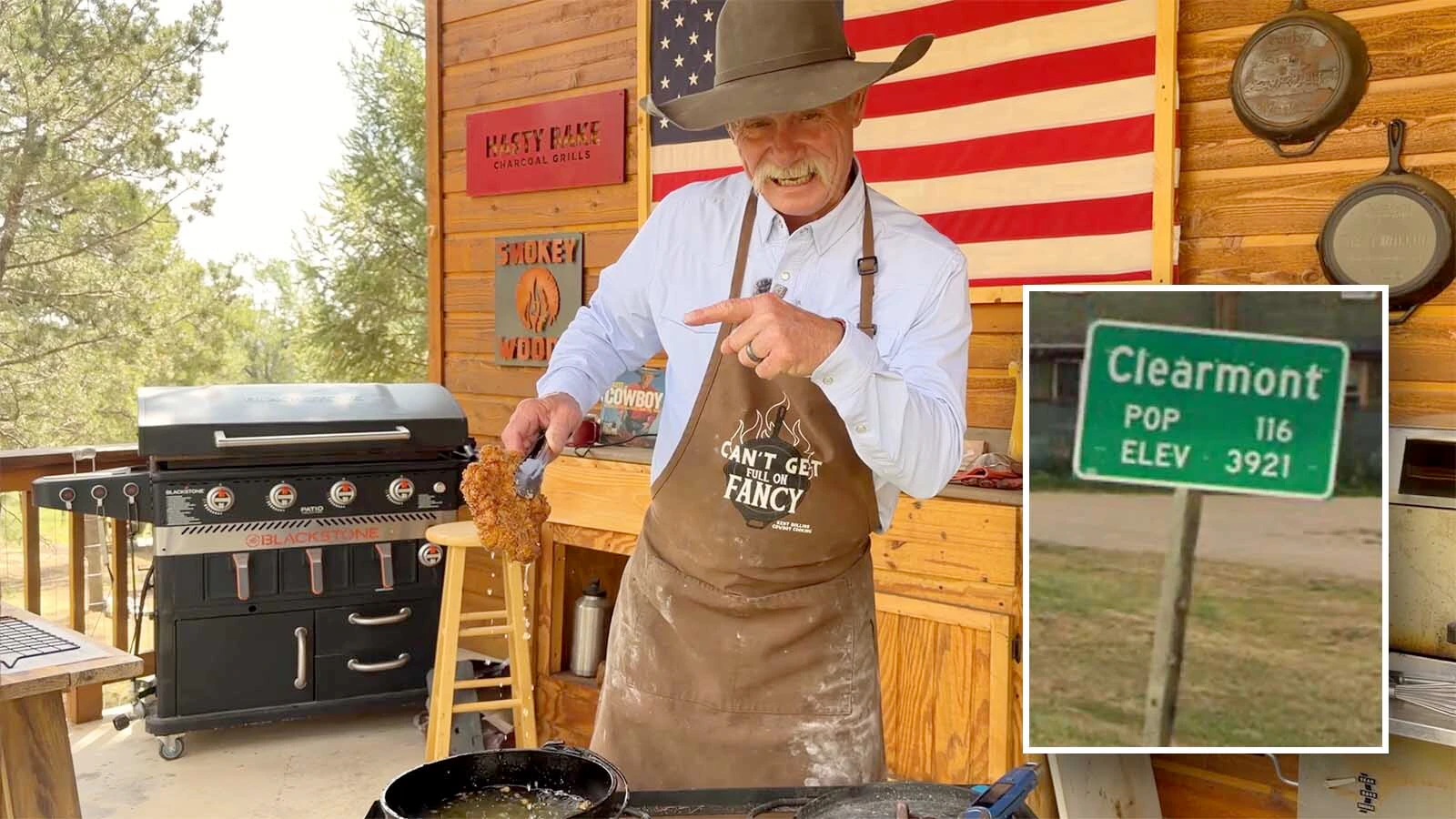 Cowboy cook Kent Rollins shows how to country fry just about anything in cast iron. He'll feature a stop at the Auzqui Ranch in Clearmont, Wyoming, on his "Cast Iron Cowboy" TV show on Monday.