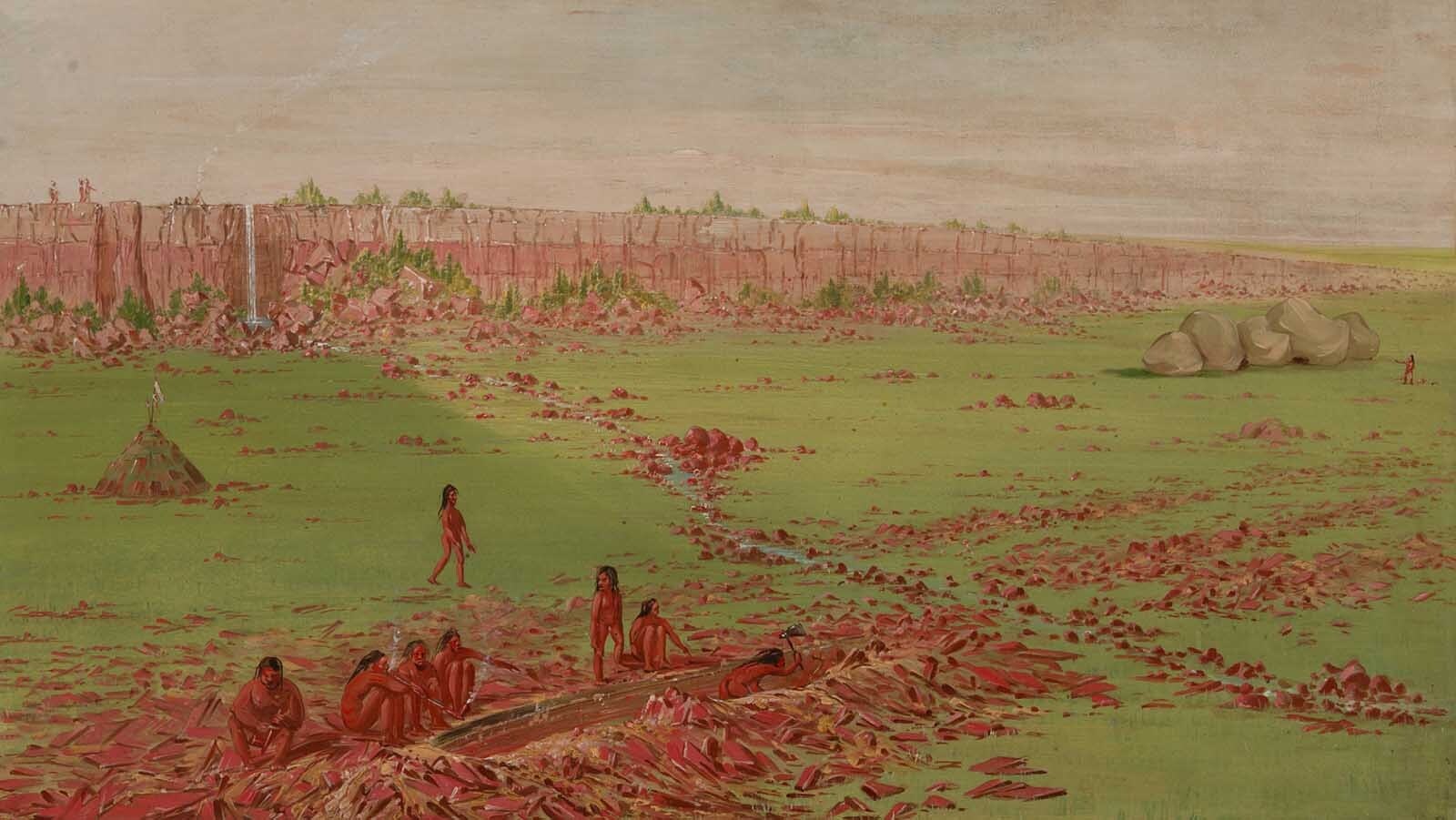 Minnesota's famous pipestone quarry by George Catlin.