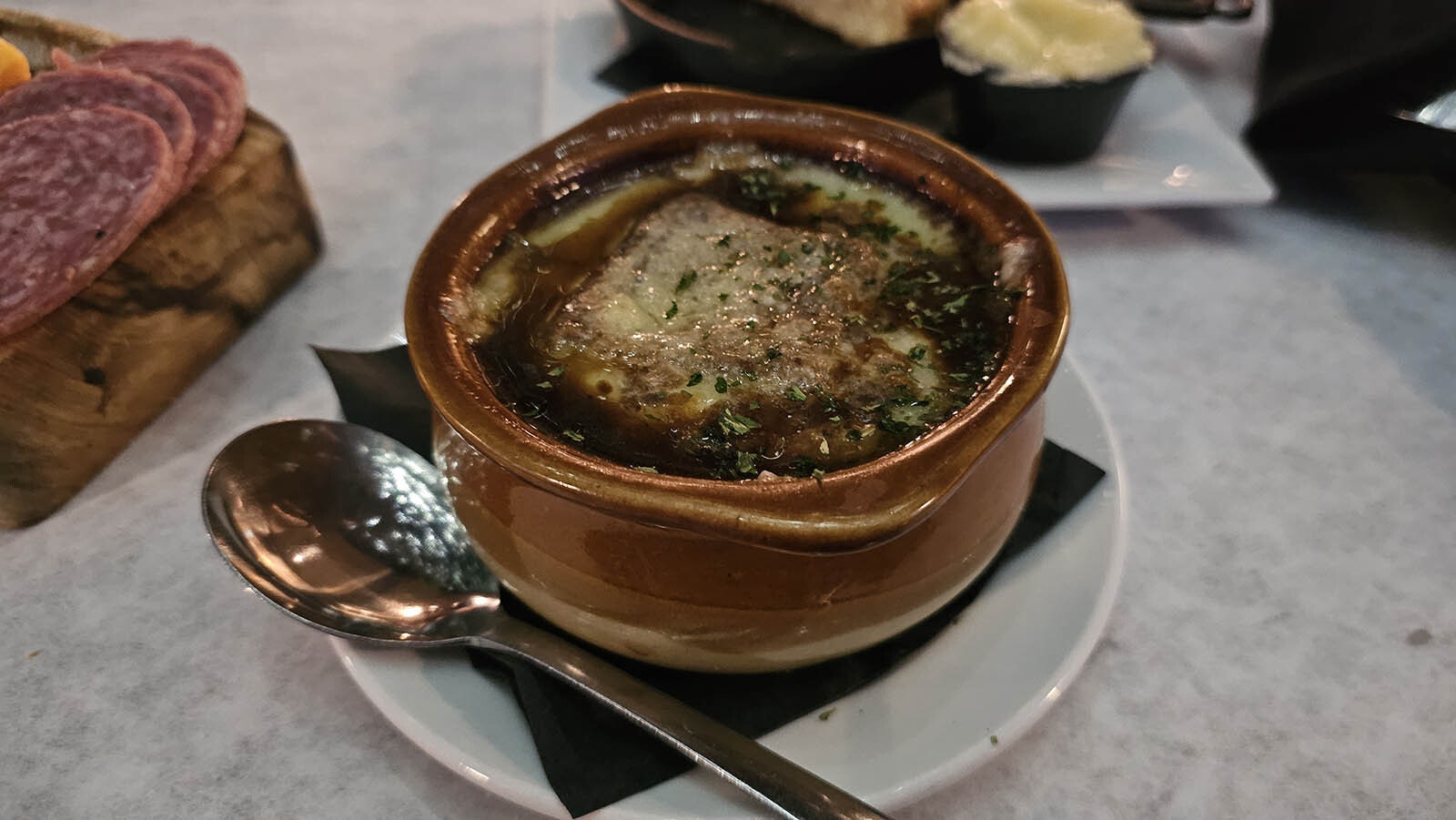 French onion soup is a favorite at  Cavalryman Steakhouse in Laramie.