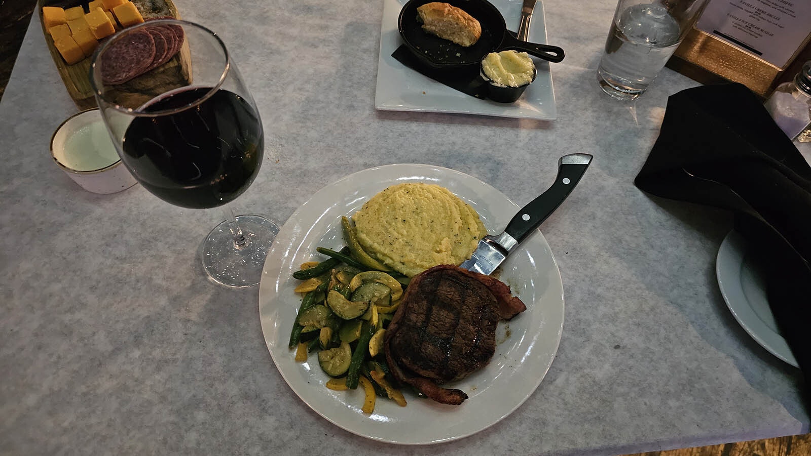 The Filet Mignon with polenta and sauteed vegetables at Cavalryman Steakhouse in Laramie.