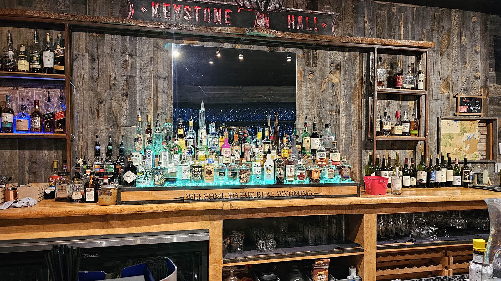 Lots of different liquors were available at the Keystone Hall bar at Cavalryman Steakhouse in Laramie