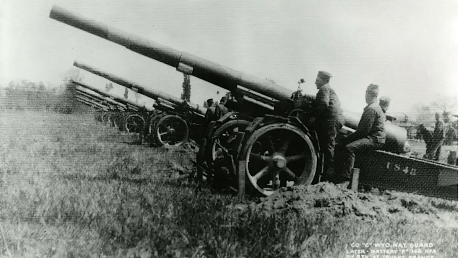Members of the Wyoming National Guard practice with artillery in France.