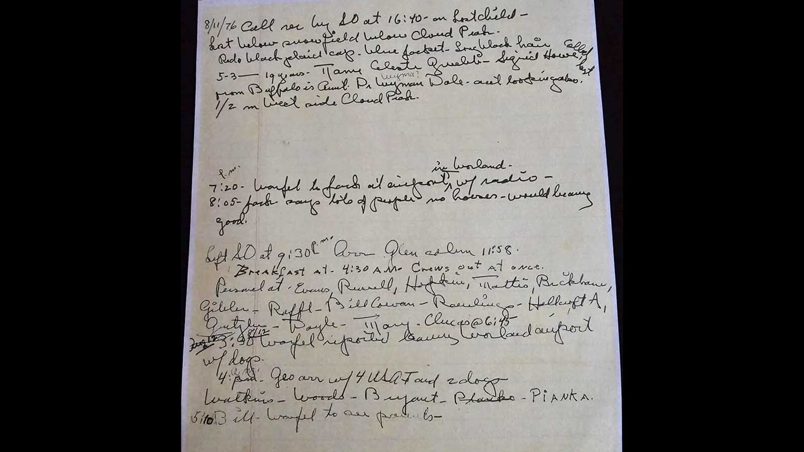 John Morris Jr. has a folder full of notes from the massive, two-week search for Celeste Greub in August 1976.