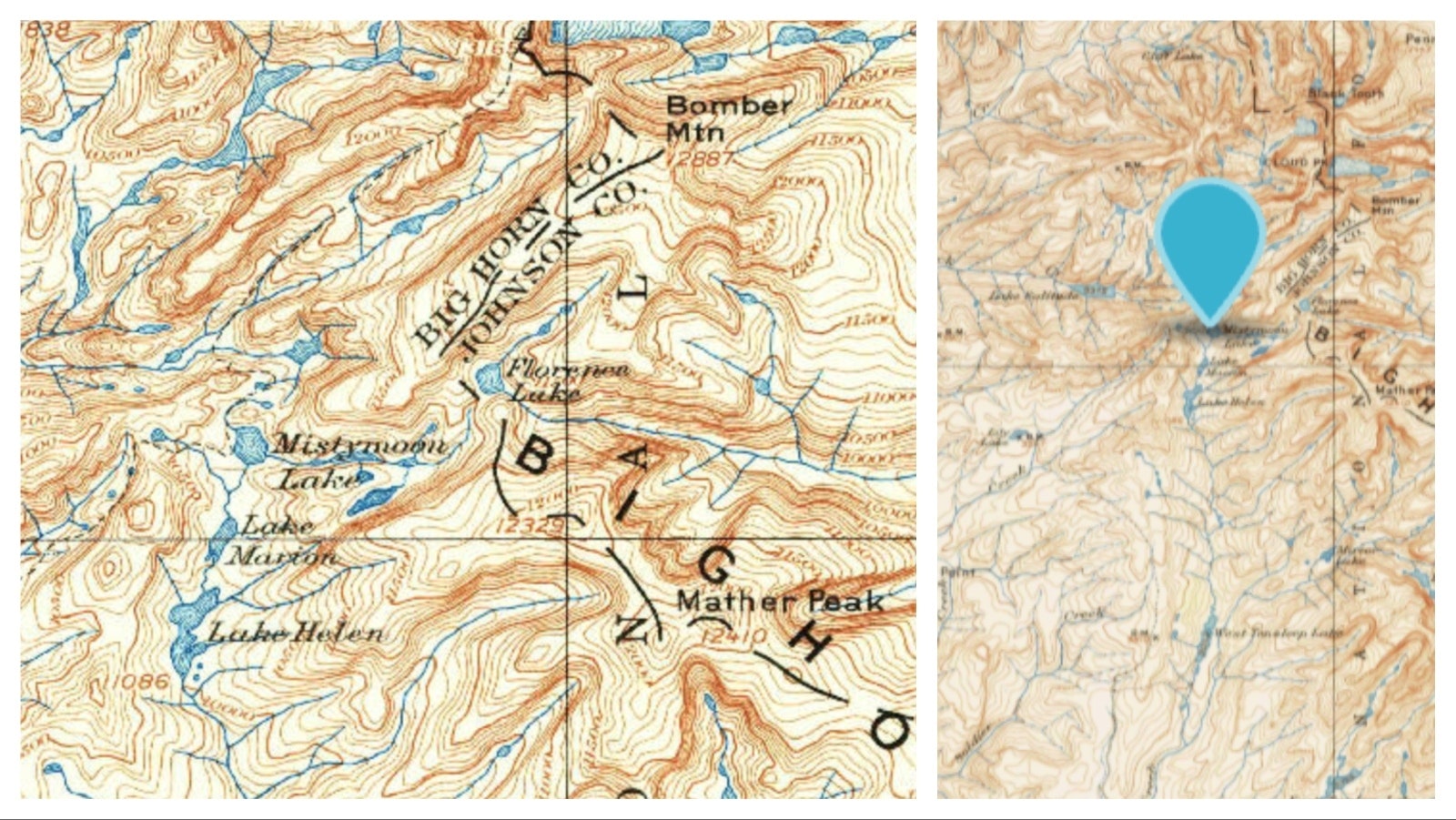 Misty Moon Lake, also known as Mistymoon Lake, covers 39 square miles in the Big Horn Mountains and sits at an altitude of 10, 224 feet, according to a U.S. Geological Survey topographical map.