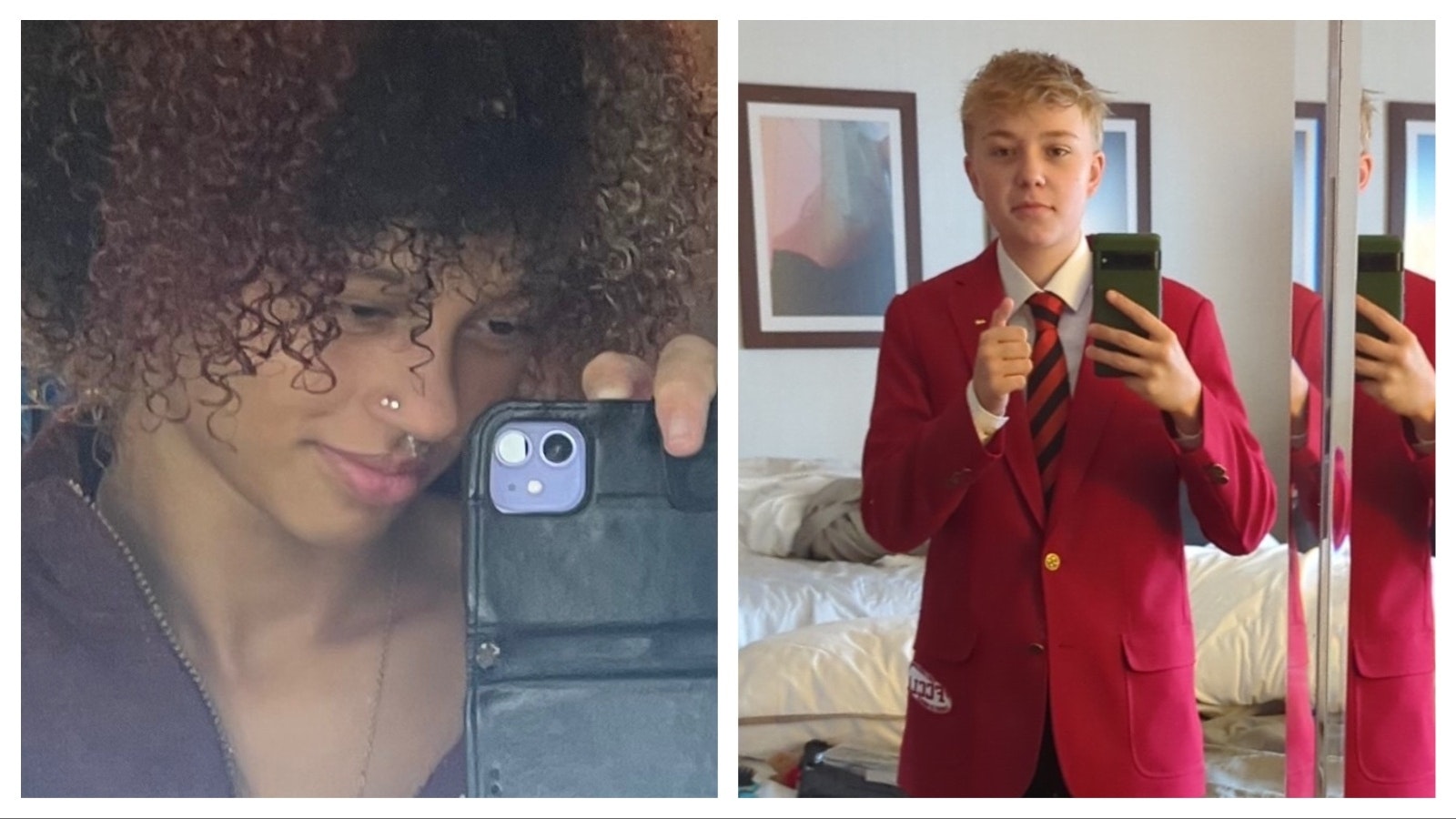 Left, Laramie High School student Kai Edwards, 16, believes cellphones are necessary tools for students. Right, Laramie High School student Ash Mead, 16, worries about being able to access his phone if there’s a bomb threat or active shooter at his school.