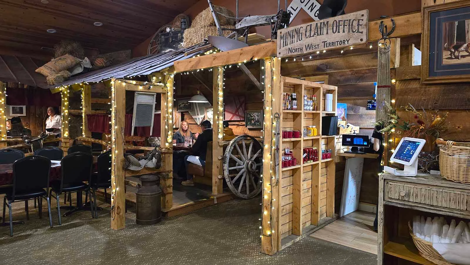Inside the Old Corral, one of the town's eating establishments. Most of the workforce has to come from Laramie, as housing has become too expensive for the wages they make.