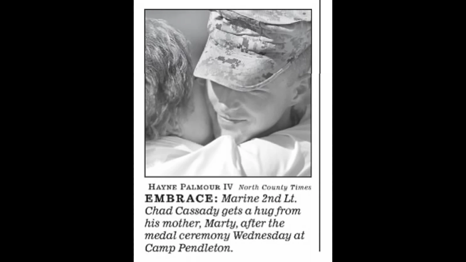 Chad Cassady hugs his mother in a photo taken when he was awarded the Silver Star.