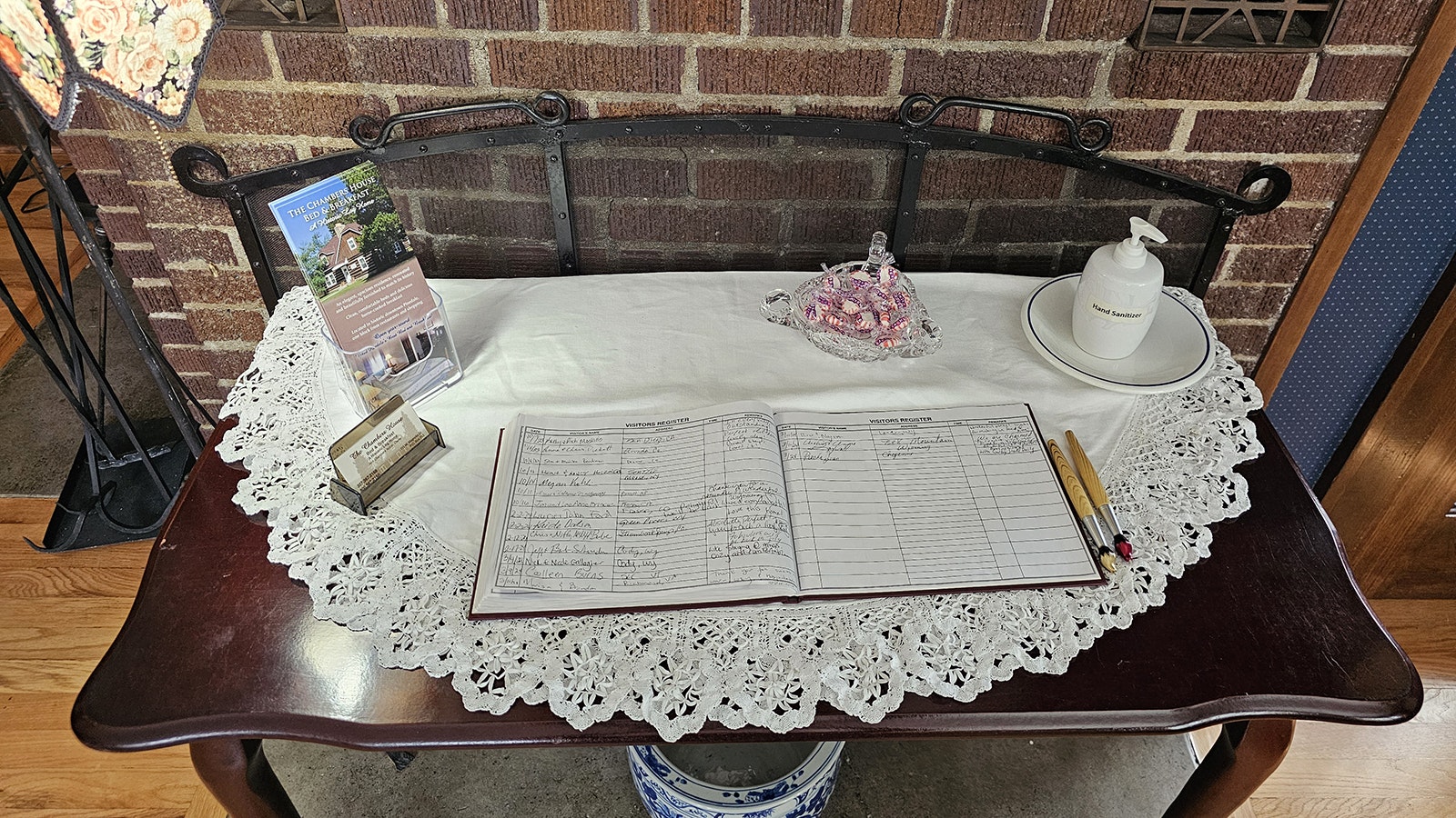 A guest book at Chambers House Bed and Breakfast has signatures of people from all over the country.