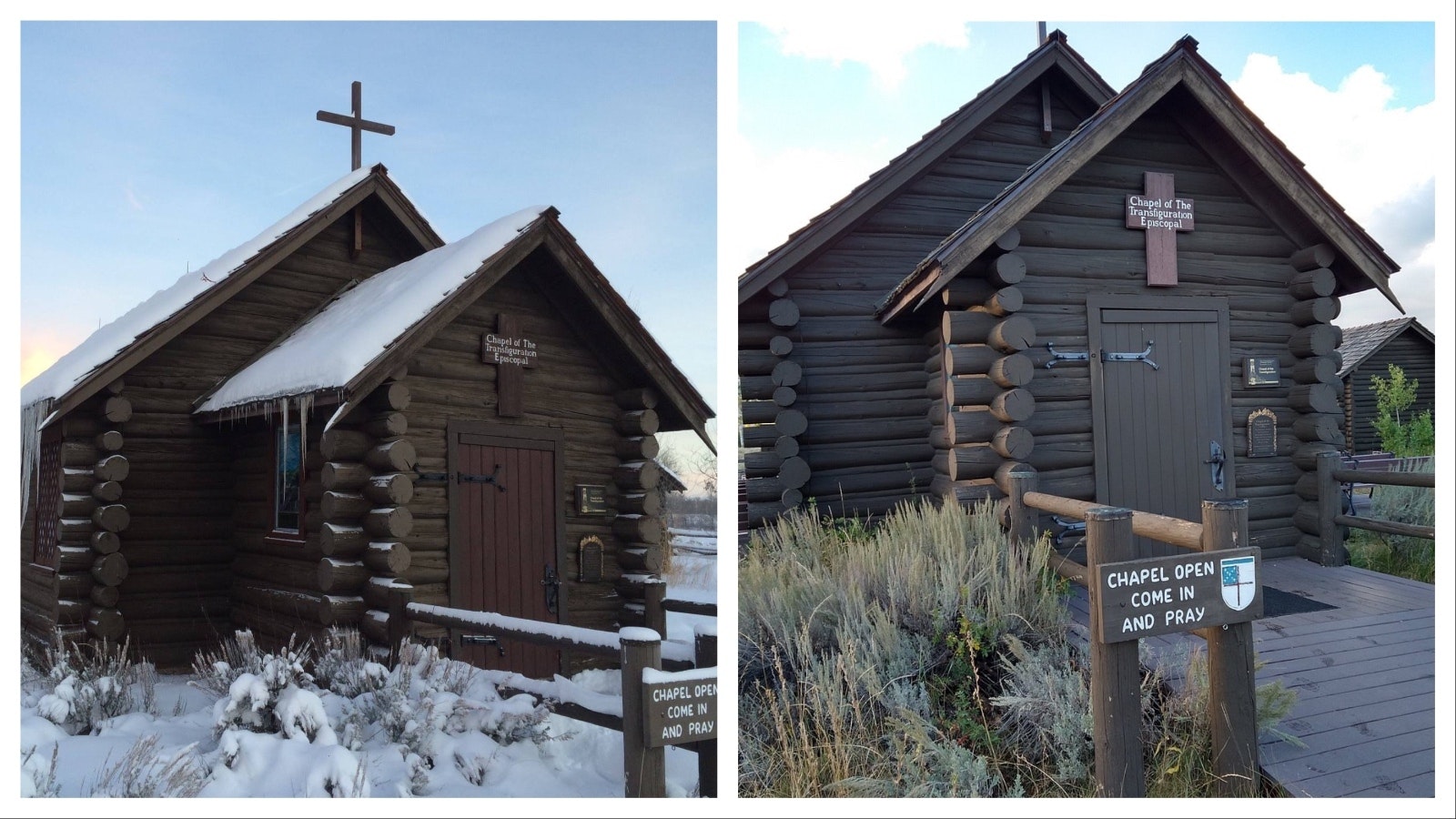 The Chapel of the Transfiguration was built to withstand all Wyoming seasons.