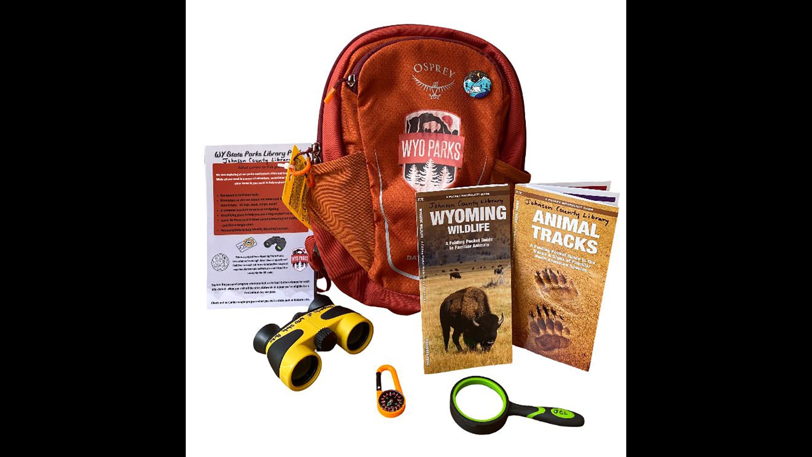 Each backpack in the State Parks Library Program is filled with maps, field guides, activity supplies, and other tools to help users of all ages.