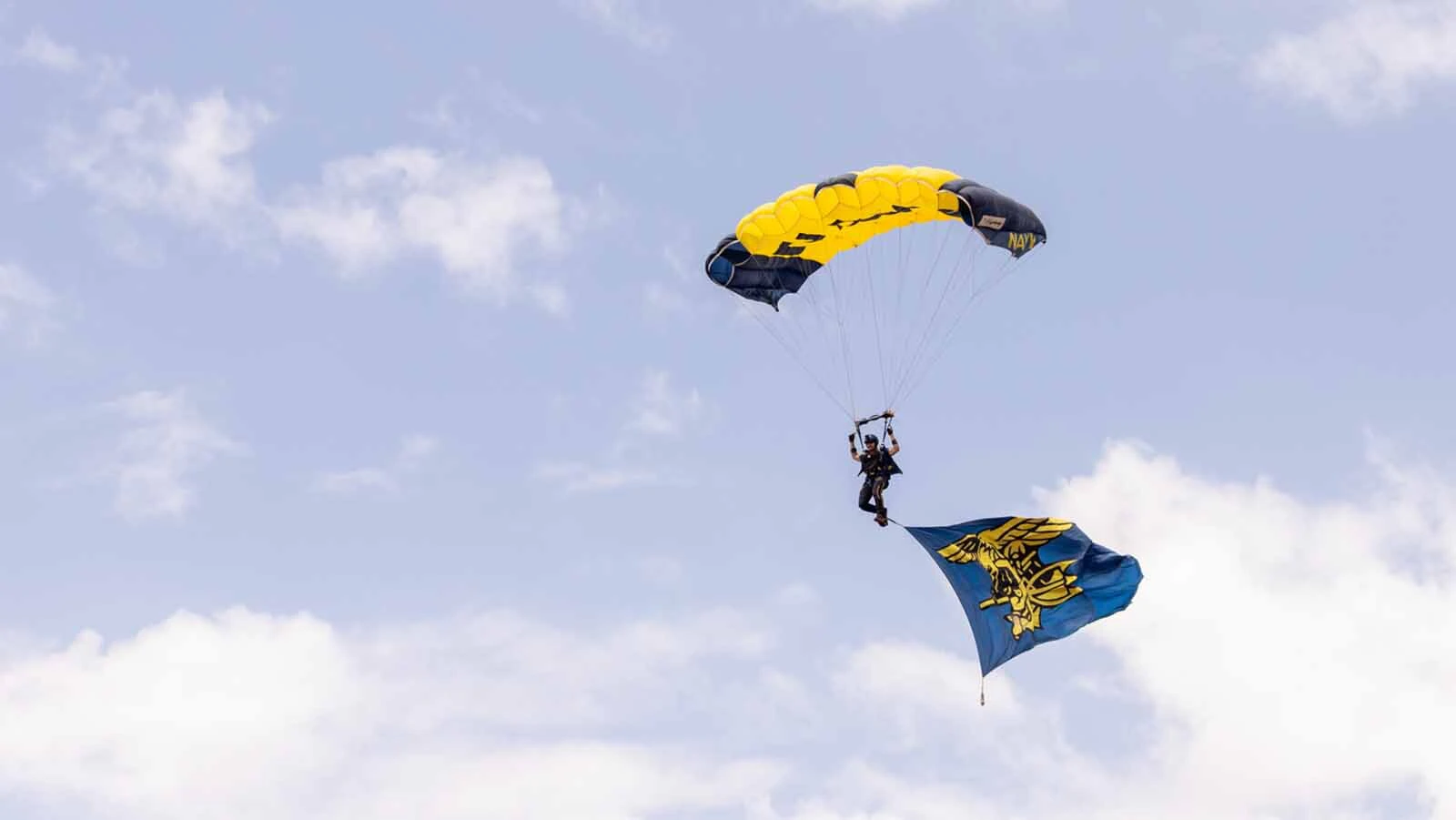 U.S. Navy Leap Frogs parachute into Frontier Park at the Cheyenne Frontier Days Rodeo on Tuesday, July 21.