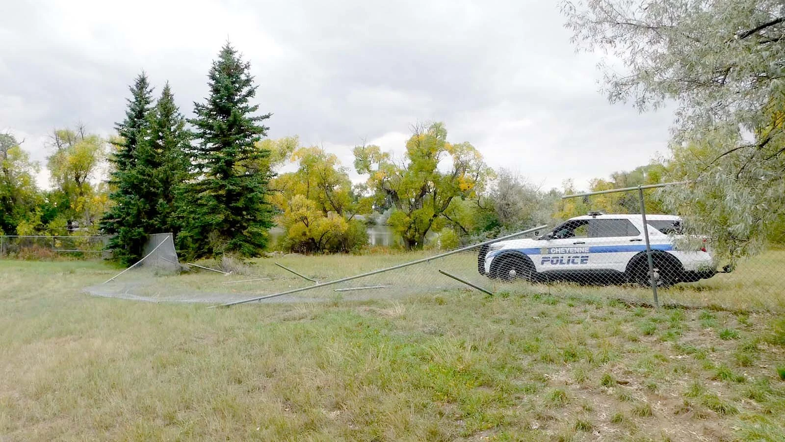 Gust Martinez Jr. of Denver is accused of tearing up the golf course at Cheyenne Country Club in his pickup, then leading police on a slow-speed pursuit to historic downtown.
