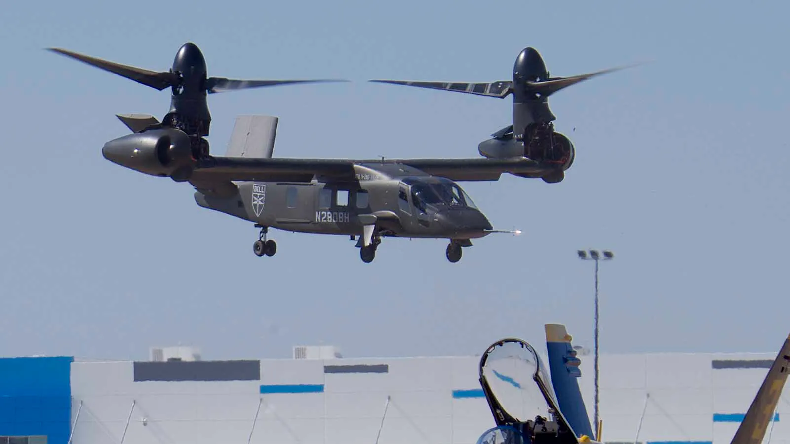 A prototype of the MV-75 in flight at the 2019 Alliance Air Show in Alliance, Texas. Its Cheyenne II name was officially announced on April 15, and Bell Textron is building and testing the aircraft now with delivery to the Army set for next year in advance of a 2030 scheduled rollout of putting the aircraft into service.