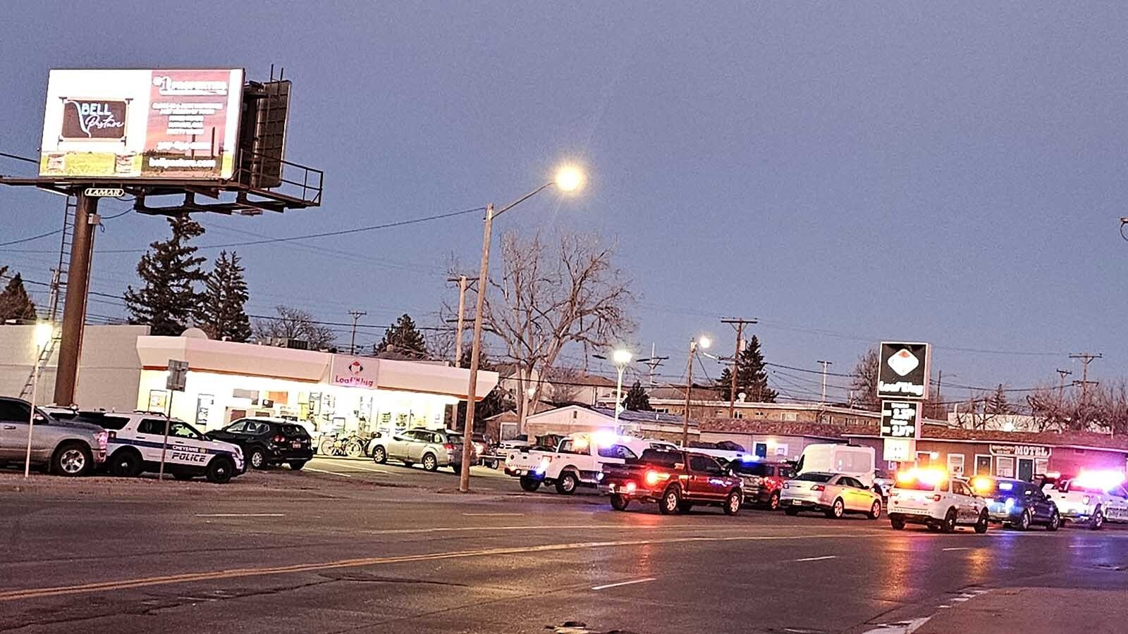 Thirty-four law enforcement units converged on Bighorn Motelon Friday afternoon after a shooting.