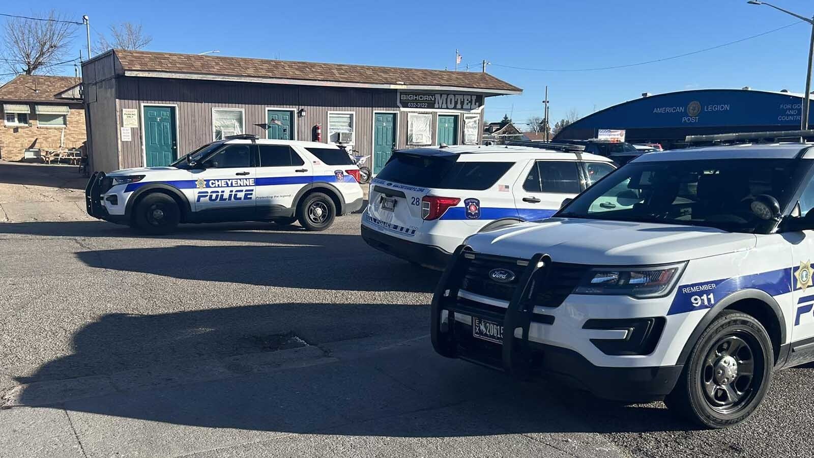 A man suspected of shooting another man at a Cheyenne motel Friday afternoon was arrested after a four-hour standoff with law enforcement. The victim is in the hospital with a chest wound.